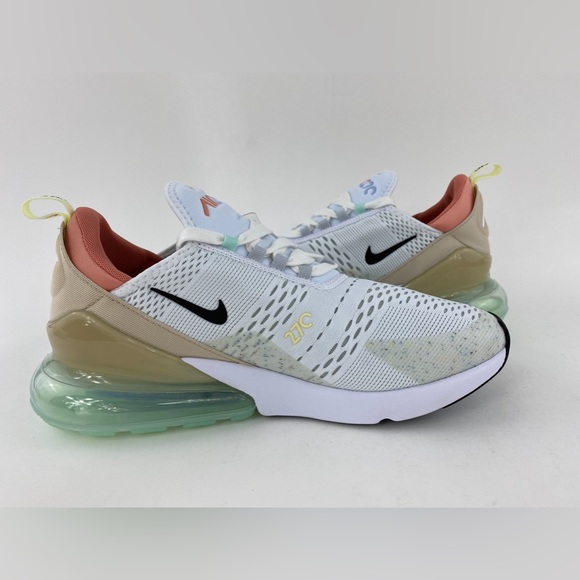 Nike Air Max 270 White Sanddrift Men's Sneakers Shoes Black Swoosh DQ7642 100 - Picture 9 of 12